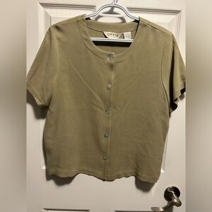 Orvis Women's Vintage 💯 Silk Khaki Button-Down Shirt